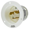 Hubbell Wiring Device-Kellems Locking Devices, Twist-Lock®, Industrial, Flanged Inlet, 20A 600V AC, 2-Pole 3-Wire Grounding, L9-20P, Screw Terminal, White HBL2355